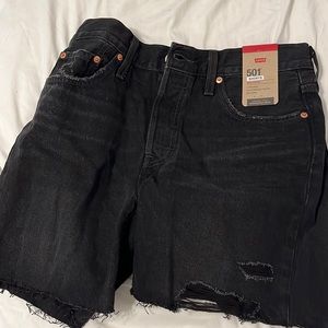 NEW LEVI 501 SHORTS BLACK DISTRESSED DENIM SHORTS